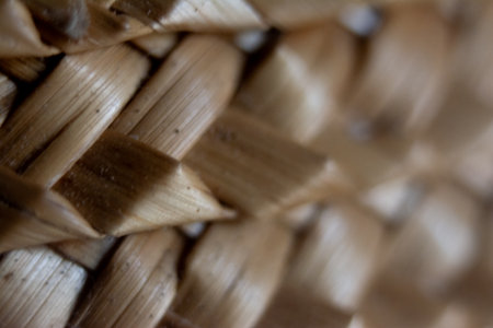 Wicker basket close-up. Abstract background and texture for design.の写真素材