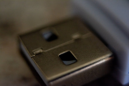 Close up of a USB flash drive with shallow depth of field.の写真素材