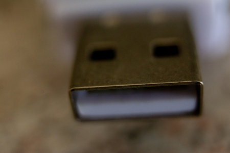 Close up of a USB flash drive with shallow depth of field.の写真素材