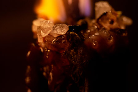 Candle in the dark, close-up, selective focus.の写真素材