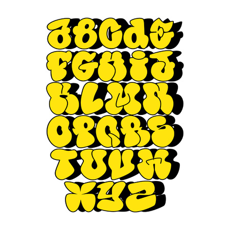 A yellow bubble alphabet, abc, fontのイラスト素材
