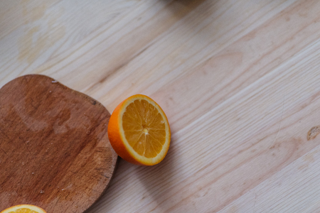 Fresh orange on wooden decks. Citrus table. Colorの写真素材
