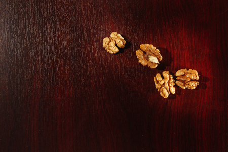 Nuts on a wooden table. Tastyの写真素材