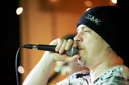 KHARKIV, UKRAINE - APRIL 11, 2019: Fozzy, singer of rap group TNMK