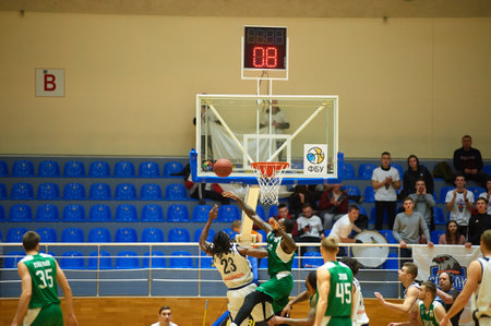 Kharkiv, Ukraine - December 10, 2019: Metallist Arena before the match UEFA league champions Atalanta - Shakhtar. Low key photoのeditorial素材