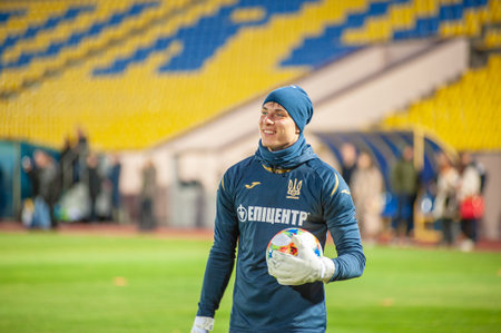 Kharkiv, Ukraine - October 10, 2019: Press conference Andriy Shevchenko, head manager of Ukraine national teamのeditorial素材