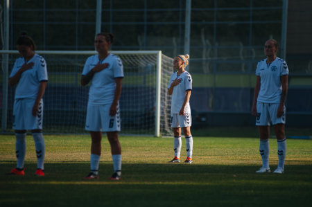 KHARKIV, UKRAINE - JULY 6, 2020: Football match of Ukraine league Zhitlobud-1 - Mariupolのeditorial素材
