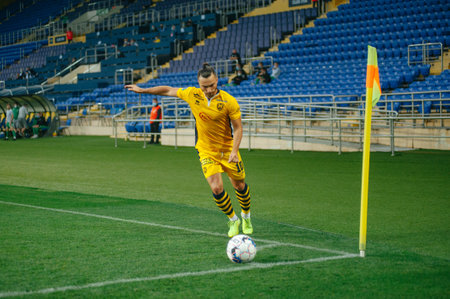 KHARKIV, UKRAINE - JULY 14, 2020: Football match of PFL Metallist-1925 - Avangardのeditorial素材
