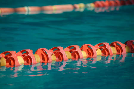 The sports swimming pool. Divided swimming lanes for swimmers,の写真素材
