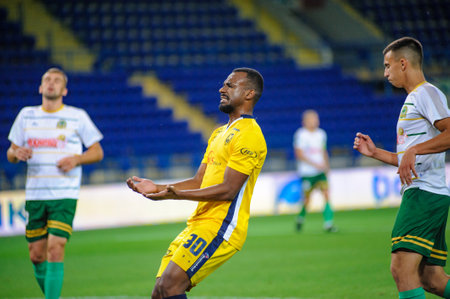 KHARKIV, UKRAINE - February, 14, 2019: Adi Hutter talks to journalists after match of UEFA Europa league Shakhtar Donetsk vs Eintracht Frankfurt at Metalist Stadium.のeditorial素材