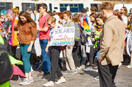 Kharkiv, Ukraine - September 15, 2019: Kharkiv Pride. LGBT parade, March of equality for the rights...