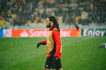 KIEV, UKRAINE - December 12, 2018: Jason Denayer player during the UEFA Champions League match between Shakhtar Donetsk vs Olympique Lyonのeditorial素材