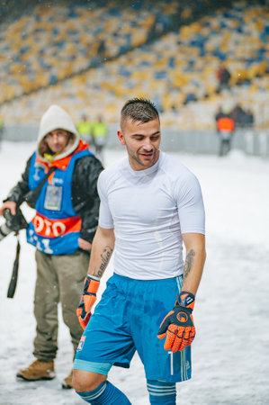 KIEV, UKRAINE - December 12, 2018: Anthony Lopes celebrate during the UEFA Champions League match between Shakhtar Donetsk vs Olympique Lyonのeditorial素材