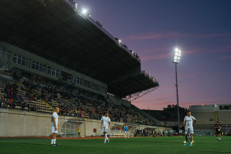 Zaporizhia, Ukraine - August 29, 2019: General view of the stadium - Slavutych Arena at the UEFA Europa League Zorya vs RCD Espanyolのeditorial素材