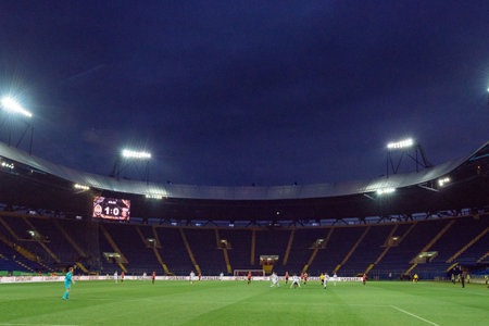 Kharkiv, Ukraine - May 13, 2018: Rear view of OSK Metalist at the day match Shakhtar - Veresのeditorial素材