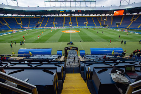Kharkiv, Ukraine - May 13, 2018: Rear view of OSK Metalist at the day match Shakhtar - Veresのeditorial素材