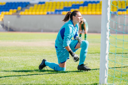Kharkiv, Ukraine - September 13, 2020: Football match of Women Professional league of Ukraine Zhitlobud-2 - Karpatyのeditorial素材