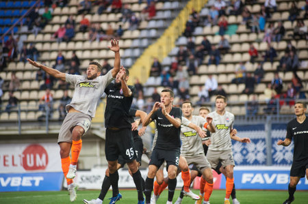 ZAPORIZHZHYA, UKRAINE - SEPTEMBER 20, 2020: Junior Moraes in action during the football match Ukrainian Premiere Leagueのeditorial素材
