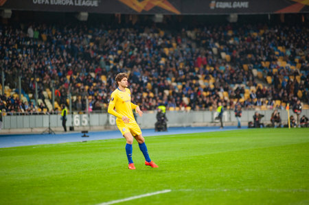 Kiev, UKRAINE - March 14, 2019: Marcos Alonso during the UEFA Europa League match between Dynamo Kiev, Ukraine vs Chelsea, London, England.のeditorial素材