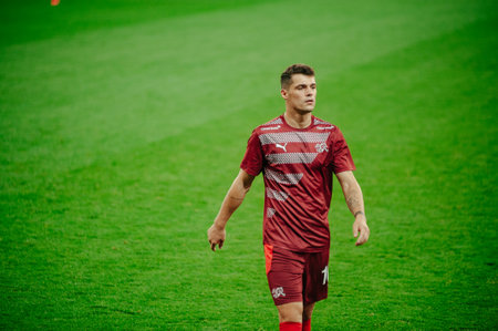 Lviv, Ukraine - September 03, 2020: Granit Xhaka during the football match of UEFA League Nations Ukraine vs Switzerlandのeditorial素材