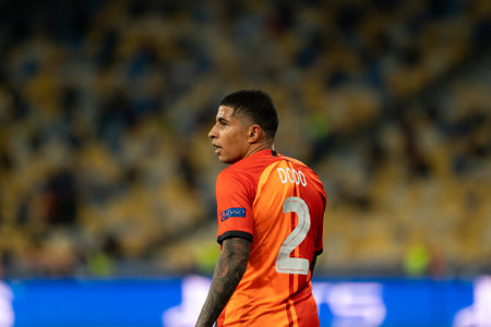 KYIV, UKRAINE - OCTOBER 27, 2020: Dodo defender during the football match of Group B of UEFA Champions League FC Shakhtar vs Internazionaleのeditorial素材