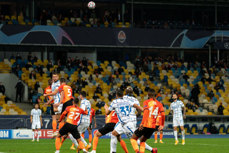 KYIV, UKRAINE - OCTOBER 27, 2020: The football match of Group B of UEFA Champions League FC Shakhtar vs Internazionaleのeditorial素材