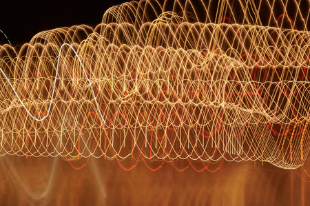 Abstract background of city lights made with long shutter speed. Lights photo art.
