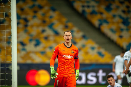 KYIV, UKRAINE - NOVEMBER 24, 2020: Marc-Andre ter Stegen during the football match of Group G of UEFA Champions League FC Dynamo Kyiv vs FC Barcelonaのeditorial素材