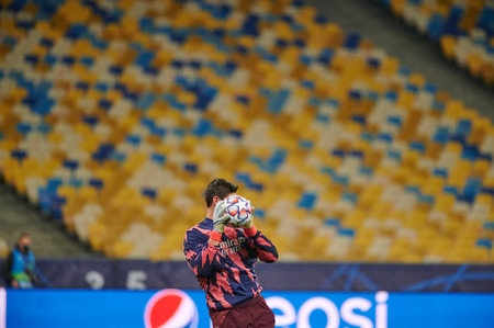 KYIV, UKRAINE - DECEMBER 1, 2020: Thibaut Courtois. The football match of Group B of UEFA Champions League FC Shakhtar Donetsk vs Real Madrid FCのeditorial素材