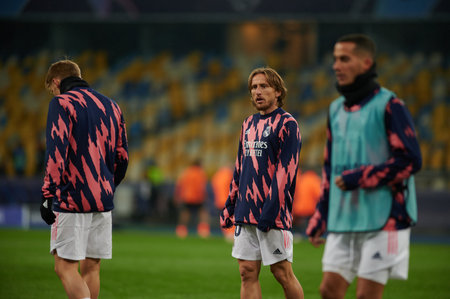 KYIV, UKRAINE - DECEMBER 1, 2020: Luka Modric. The football match of Group B of UEFA Champions League FC Shakhtar Donetsk vs Real Madrid FCのeditorial素材
