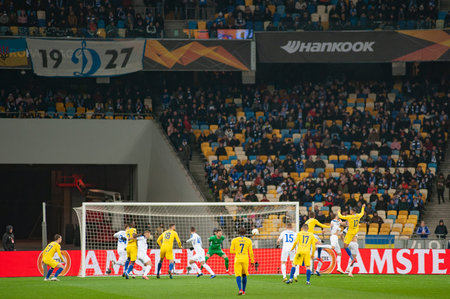 KYIV, UKRAINE - DECEMBER 03, 2019: The football match of UEFA Europa League FC Dynamo Kyiv vs...