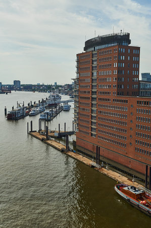 HAMBURG, GERMANY - JULY 25, 2019: Hamburg street Gorgeous view of the Hamburg Warehouse District and...