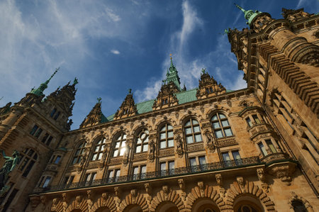 HAMBURG, GERMANY - JULY 25, 2019: Rathaus. Hamburg town hall.のeditorial素材