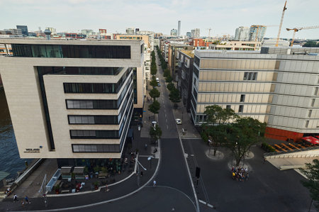 HAMBURG, GERMANY - JULY 25, 2019: Hamburg street Gorgeous view of the Hamburg Warehouse District and...