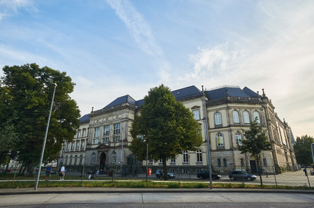HAMBURG, GERMANY - JULY 25, 2019: Hamburg street Gorgeous view of the Hamburg Warehouse District and Hafencity districtのeditorial素材