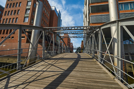 HAMBURG, GERMANY - JULY 25, 2019: Hamburg street Gorgeous view of the Hamburg Warehouse District and Hafencity districtのeditorial素材