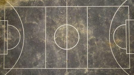 Top View, Bird eye view of school college with basketball, soccer courts. Street sportの写真素材