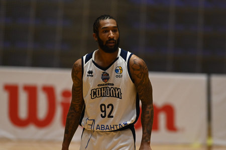 KHARKIV, UKRAINE - JANUARY 15, 2021: The basketball match of Ukrainian Super league BC Sokoly vs BC Dneprのeditorial素材