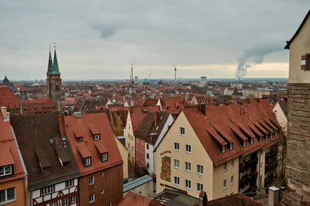 NUREMBERG, GERMANY - NOVEMBER 8, 2017: City life. Bavarian and Franconia town architecture.のeditorial素材
