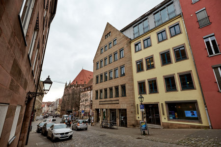NUREMBERG, GERMANY - NOVEMBER 8, 2017: City life. Bavarian and Franconia town architecture.のeditorial素材