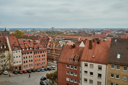 NUREMBERG, GERMANY - NOVEMBER 8, 2017: City life. Bavarian and Franconia town architecture.のeditorial素材