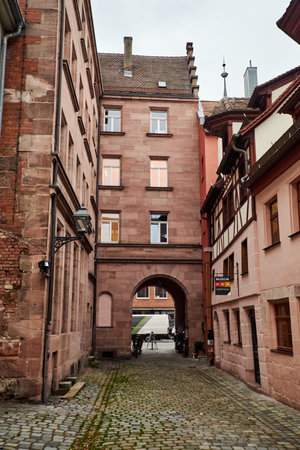 NUREMBERG, GERMANY - NOVEMBER 8, 2017: City life. Bavarian and Franconia town architecture.のeditorial素材