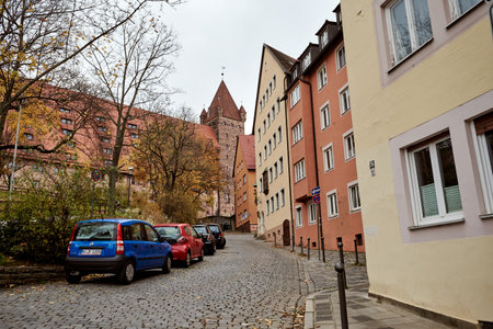 NUREMBERG, GERMANY - NOVEMBER 8, 2017: City life. Bavarian and Franconia town architecture.のeditorial素材