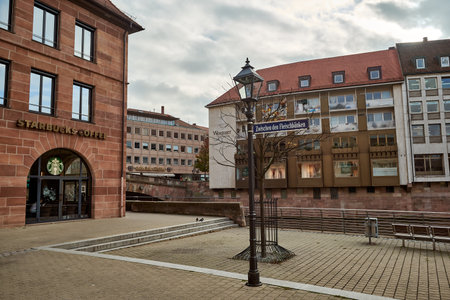 NUREMBERG, GERMANY - NOVEMBER 8, 2017: City life. Bavarian and Franconia town architecture.のeditorial素材