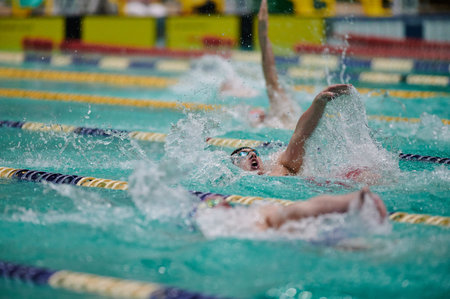 KHARKIV, UKRAINE - MARCH 6, 2021: Winter Championships of Ukraine in swimming