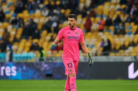 KYIV, UKRAINE - MARCH 11, 2021: 13 goalkeeper Geronimo Rulli during the match of UEFA Europa League Dynamo Kyiv vs Villarreal at NSC Olympic in Kyivのeditorial素材