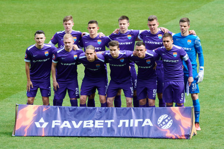 KHARKIV, UKRAINE - APRIL 3, 2021: The football match of UPL FC Mariupor vs FC Ingulec at OSK...