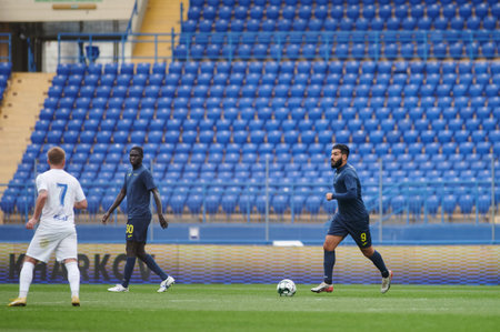 KHARKIV, UKRAINE - APRIL 14, 2021: Fares Bahlouli. The football match of Professional football...