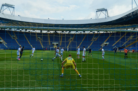 KHARKIV, UKRAINE - APRIL 19, 2021: the match of Ukraine Profesional League FC Metal vs FC Mykolaiv-2