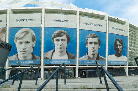 KYIV, UKRAINE - MAY 1, 2021: NSC Olympic. The football match of UPL FC Shakhtar vs SC Dnipro-1